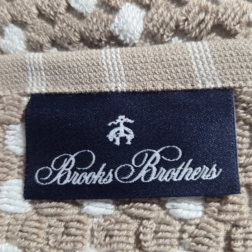 Brooks Brothers 4pc Turkish Cotton Towel Set Tan & White Raised Dots 2Bath 2Hand